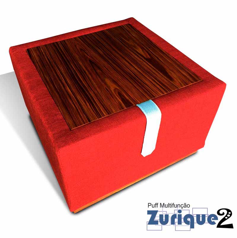 Puff Baú Mesa Zurique 2 Exclusivo CharmeDecor com o tampo como mesa